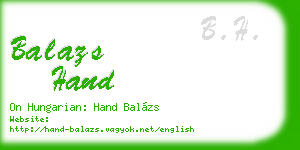 balazs hand business card